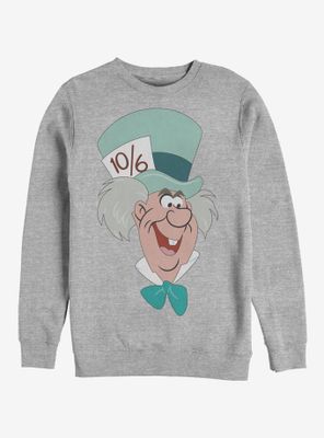 Disney Alice Wonderland Mad Hatter Big Face Sweatshirt