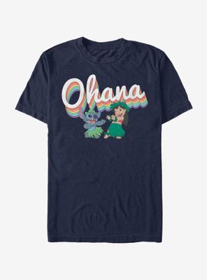 Disney Lilo And Stitch Rainbow Ohana T-Shirt