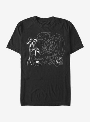 Disney Lilo And Stitch Surf Line Art T-Shirt