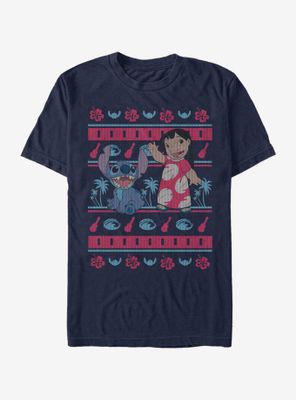 Disney Lilo And Stitch Hawaiian Pattern T-Shirt