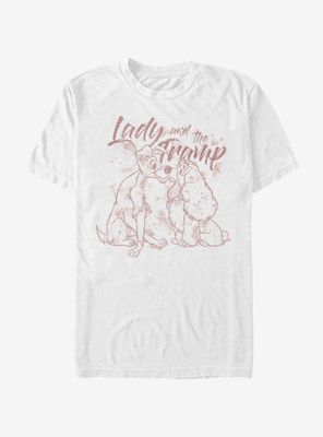 Disney Lady And The Tramp Classic Line Art T-Shirt