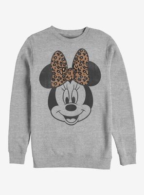 Disney Mickey Mouse Modern Minnie Face Leopard Sweatshirt