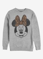 Disney Mickey Mouse Modern Minnie Face Leopard Sweatshirt