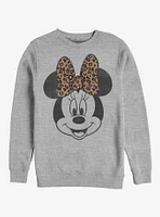 Disney Mickey Mouse Modern Minnie Face Leopard Sweatshirt