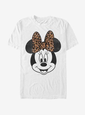 Disney Mickey Mouse Modern Minnie Face Leopard T-Shirt