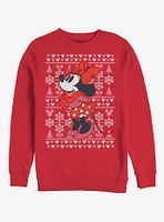 Disney Minnie Mouse Holiday Winter Sweater Crew Sweatshirt