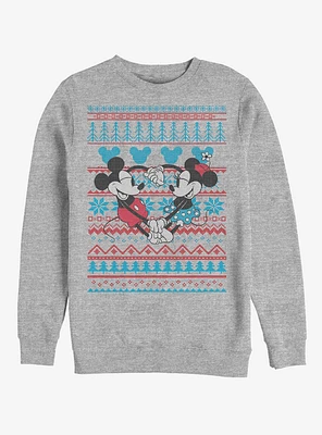 Disney Mickey Mouse Holiday & Minnie Sweater Crew Sweatshirt