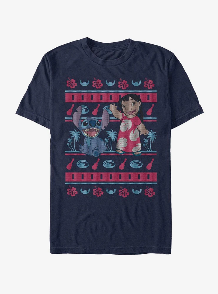 Disney Lilo & Stitch Holiday Hawaiian Pattern T-Shirt