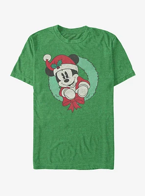 Disney Mickey Mouse Holiday Vintage Wreath T-Shirt
