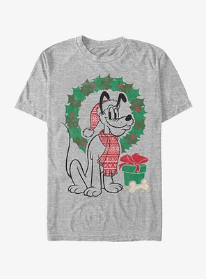 Disney Pluto Holiday Christmas Wreath T-Shirt