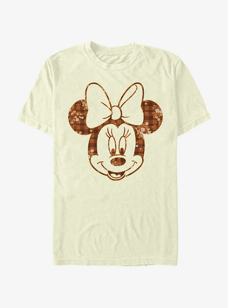 Disney Mickey Mouse Fall Floral Plaid Minnie T-Shirt