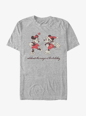 Disney Mickey Mouse & Minnie Vintage Holiday Skaters T-Shirt