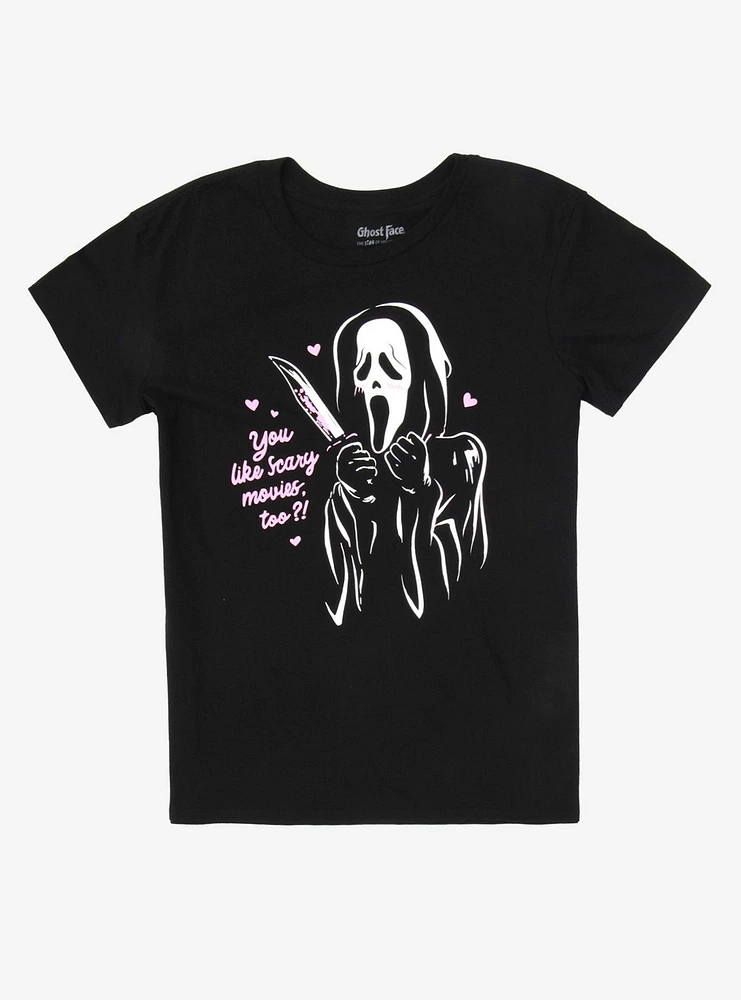 Ghost Face You Like Scary Movies Too? Boyfriend Fit Girls T-Shirt