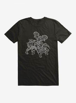 Teenage Mutant Ninja Turtles Group Battle Outline T-Shirt