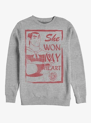 Disney Mulan Li Shang She Won My Heart Crew Sweatshirt