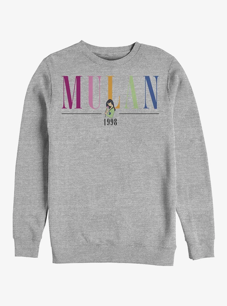 Disney Mulan Colorful Title Crew Sweatshirt