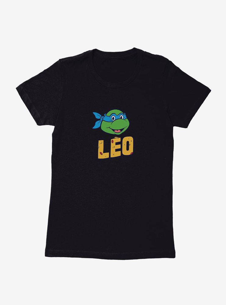 Teenage Mutant Ninja Turtles Leo Face Pizza Name Womens T-Shirt