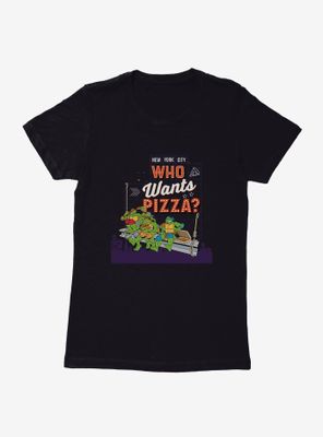 Teenage Mutant Ninja Turtles Pizza Neon Sign Womens T-Shirt