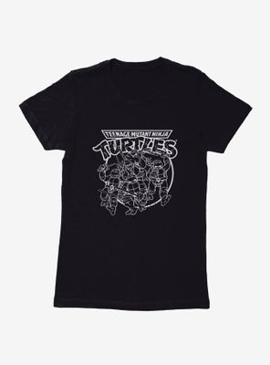 Teenage Mutant Ninja Turtles Group Fight Pose Outline Womens T-Shirt