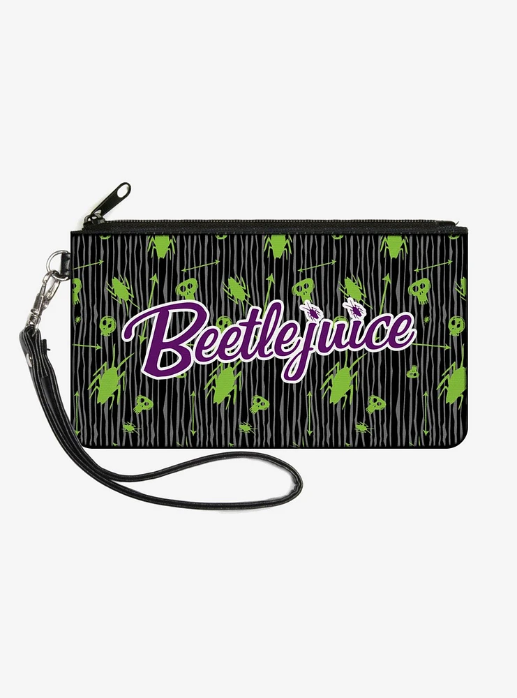 Beetlejuice Roach Skull Doodles Zip Clutch Canvas Wallet