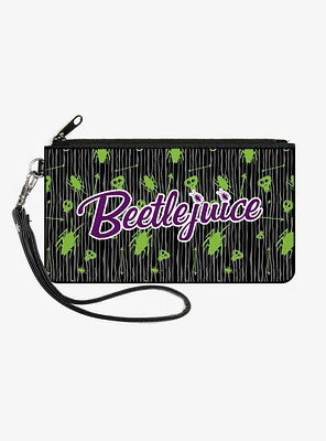 Beetlejuice Roach Skull Doodles Zip Clutch Canvas Wallet