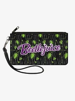 Beetlejuice Roach Skull Doodles Zip Clutch Canvas Wallet