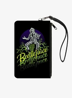 Beetlejuice Sitting on Tombstone Pose Zip Clutch Canvas Wallet