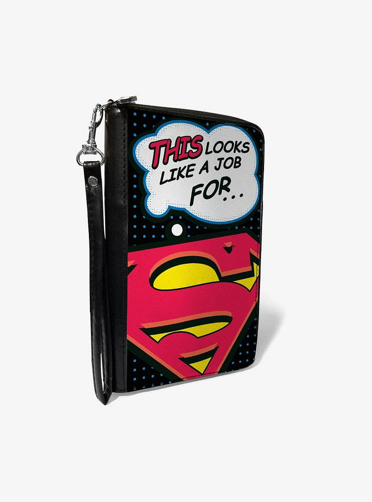 DC Comics Superman Shield This Looks Like a Job for Superman Zip Around Rectangle Wallet