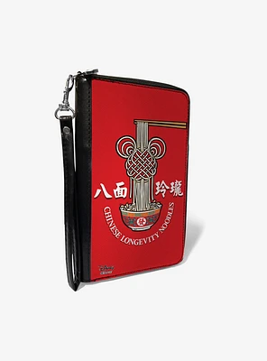 Disney Mickey Mouse Chinese Longevity Noodles Knot Red White Zip Around Rectangle Wallet