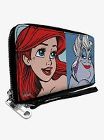 Disney The Little Mermaid Ariel and Ursula Face Blocks Zip Around Rectangle Wallet