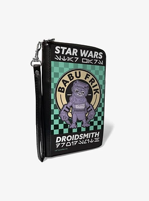 Star Wars Babu Frik Droidsmith Aurebesh Checkers Zip Around Rectangle Wallet