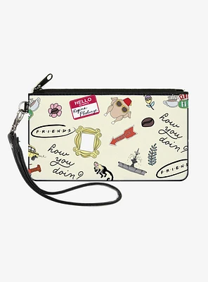 Friends Show Icons Collage Zip Clutch Canvas Wallet