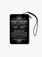Supernatural Quotes Scroll Black White Zip Clutch Canvas Wallet