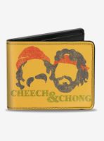 Cheech Chong Faces Silhouette Weathered Yellow Bifold Wallet