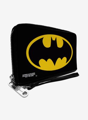 DC Comics Batman Bat Logo Black Yellow Zip Around Rectangle Wallet