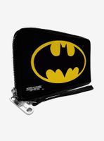 DC Comics Batman Bat Logo Black Yellow Zip Around Rectangle Wallet