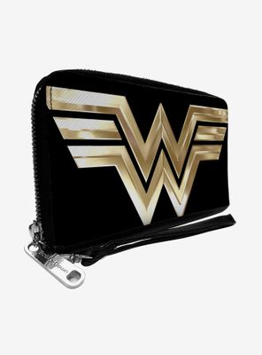DC Comics Wonder Woman 1984 WW Logo Black Golds Zip Around Rectangle Wallet