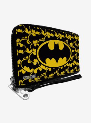 DC Comics Batman Bat Signal Yellow Black Zip Around Rectangle Wallet