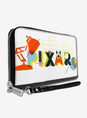 Disney Pixar Luxo Lamp and Ball Striping White Multi Color Zip Around Rectangle Wallet