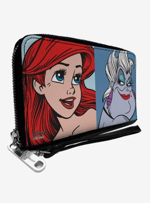 Disney The Little Mermaid Ariel and Ursula Face Blocks Zip Around Rectangle Wallet
