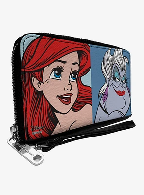 Disney The Little Mermaid Ariel and Ursula Face Blocks Zip Around Rectangle Wallet