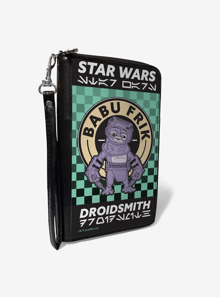 Star Wars Babu Frik Droidsmith Aurebesh Checkers Zip Around Rectangle Wallet