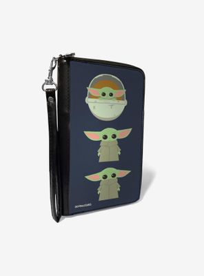 Star Wars The Child 3 Chibi Poses Gray Zip Around Rectangle Wallet