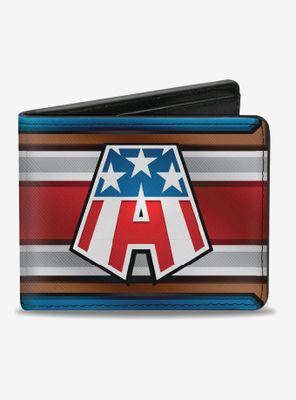 Marvel Captain America Text A Logo Stripe Bifold Wallet