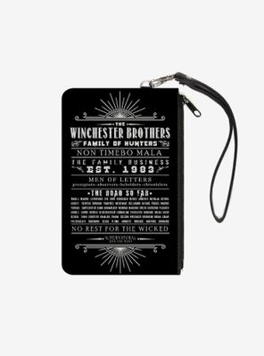 Supernatural Quotes Scroll Black White Zip Clutch Canvas Wallet
