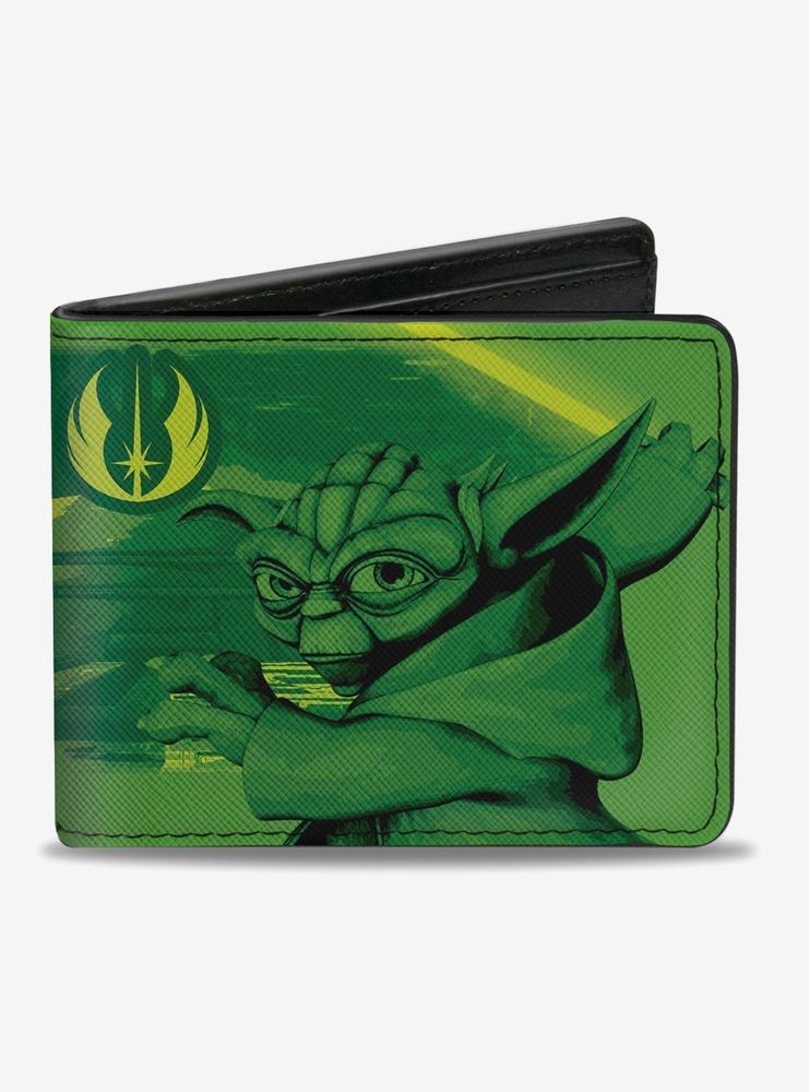 Star Wars The Clone Wars Yoda Jedi Master Action Pose Bifold Wallet