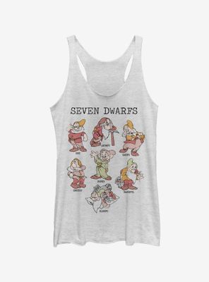 Disney Snow White And The Seven Dwarfs Dwarf Grid Womens Tank Top