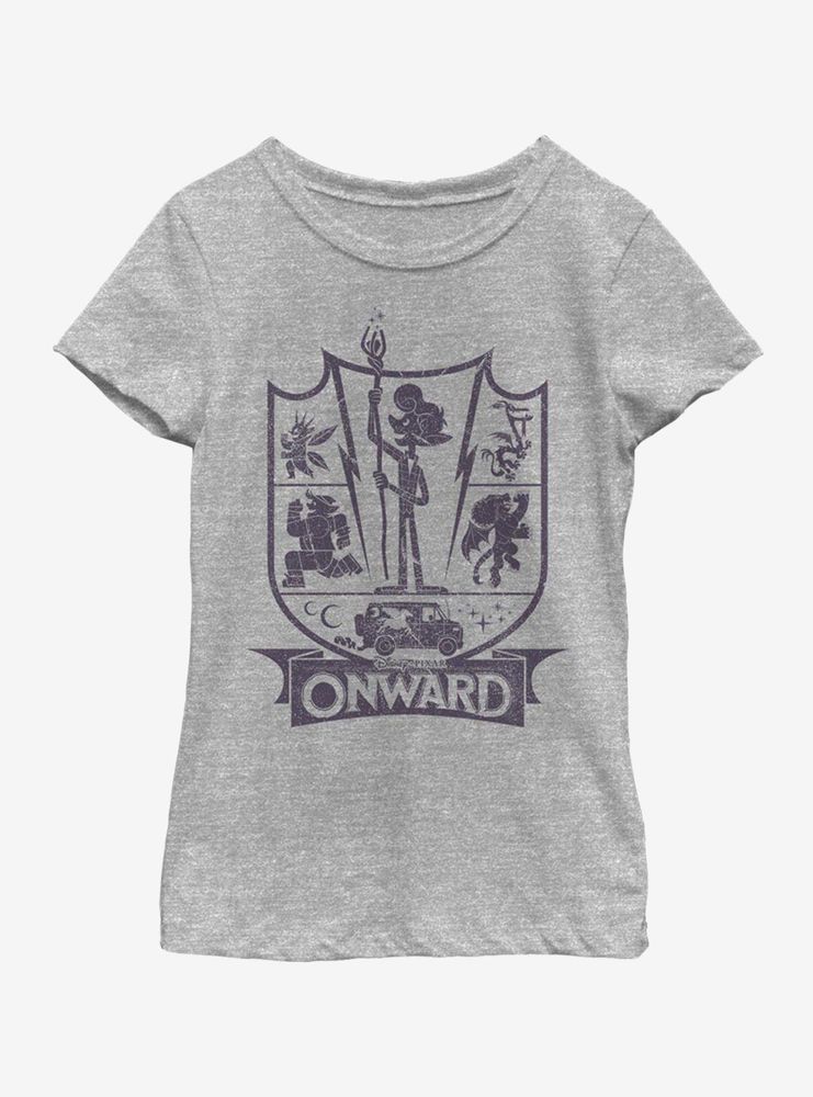 Disney Pixar Onward Charcoal Ian Badge Youth Girls T-Shirt