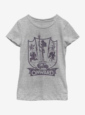 Disney Pixar Onward Charcoal Ian Badge Youth Girls T-Shirt