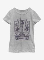 Disney Pixar Onward Charcoal Ian Badge Youth Girls T-Shirt